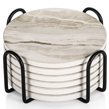 Stylish Absorbent Stone Coasters Set of 6 - LIFVER