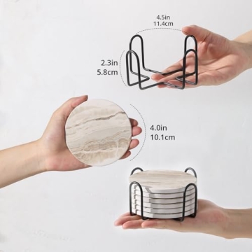 Stylish Absorbent Stone Coasters Set of 6 - LIFVER