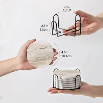 Stylish Absorbent Stone Coasters Set of 6 - LIFVER