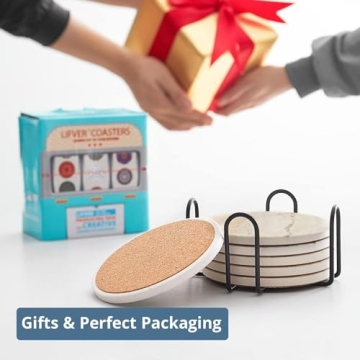 Stylish Absorbent Stone Coasters Set of 6 - LIFVER