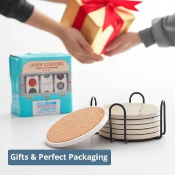 Stylish Absorbent Stone Coasters Set of 6 - LIFVER