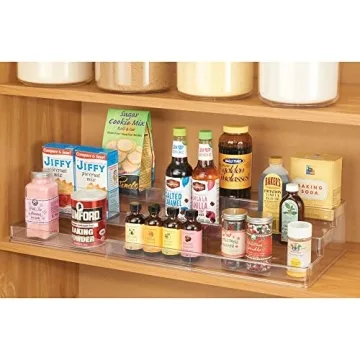 Adjustable 3-Tier Spice Rack Organizer - Clear Kitchen Storage