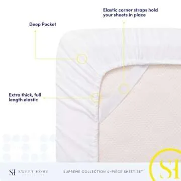 Queen Size Bed Sheets - Breathable Luxury Sheets with Full Elastic & Secure Corner Straps Built In - 1800 Supreme Collection Extra Soft Deep Pocket Bedding Set, Sheet Set, Queen, White