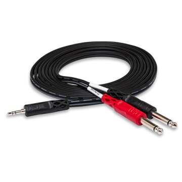 Hosa CMP-153 3.5 mm TRS to Dual 1/4" TS Stereo Breakout Cable, 3 Feet, Laptop