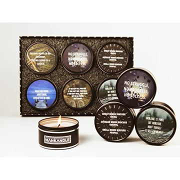 Scented Candles for Men, Aromatherapy Mens Candle, Masculine Candle w/Inspirational Words, Unique Gi...