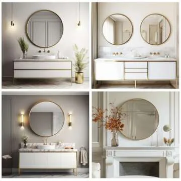 Sunniry Round Mirror 18 inch, Gold Round Mirror, Gold Metal Frame, Gold Mirrors for Wall, Bathroom, Bedroom, Vanity, Hallway.