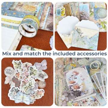 Funto Vintage Scrapbooking Kit - 202 PCS for DIY Crafts