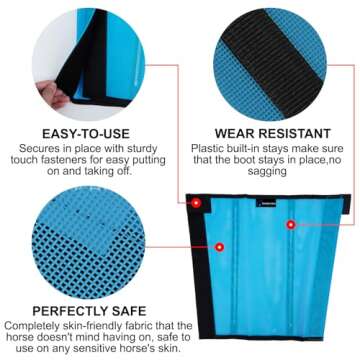 FOXLVDA Horse Fly Boots, Adjustable Fly Boots for Horses Set of 4, Comfortable Horse Leggings, Breathable Plastic Mesh Material, Horse Supplies for Reduces Stress & Leg Fatigue (Deep Purple)