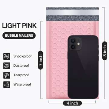UCGOU Light Pink Bubble Mailers 4x8 for Secure Shipping