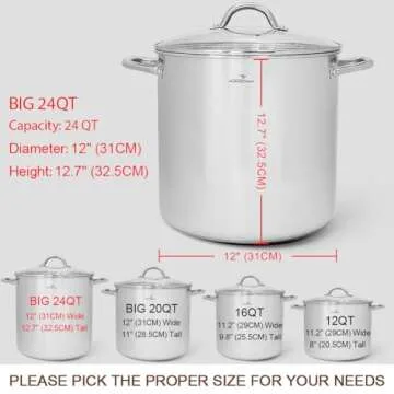 HOMICHEF LARGE STOCK POT 24 Quart With Lid - Nickel Free Stainless Steel Cookware Stockpot 24 Quart - Healthy Cookware Polished Stockpots - Heavy Duty Induction Pot Soup Pot With Lid