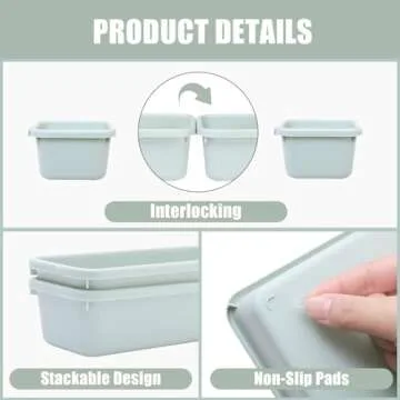 Famhap 16 PCS Plastic Drawer Organizer Set, Desk Drawer Divider Organizer Trays, Vanity Storage Bins for Makeup, Jewelry, Utensils, Gadgets for Kitchen, Bedroom, Bathroom and Office (Green)