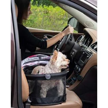 Pet Gear No-Zip View 360 Pet Safety Carrier & Car Seat for Small Dogs & Cats Push Button Entry,Available in 7 Colors,View 360 20-inch,Floral 2023