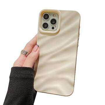 Imogacla Cute 14 Pro Max Designer 3D Phone Cases - 3D Phone Cases Pleats Solid Wave Phone Case Glitt...