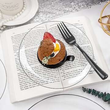 Elegant Black & Clear Disposable Plates Set for Parties