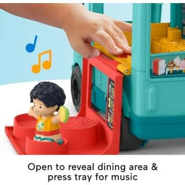 Fisher-Price Little People Musical Toddler Toy Serve It Up Food Truck Vehicle with 2 Figures for Pretend Play Kids Ages 1+ Years​