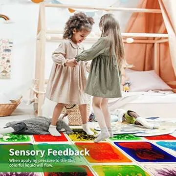 LONGKING 9 Sensory Tiles, 12" x 12" Sensory Floor Tiles, Liquid Floor Tiles, Lava Tiles