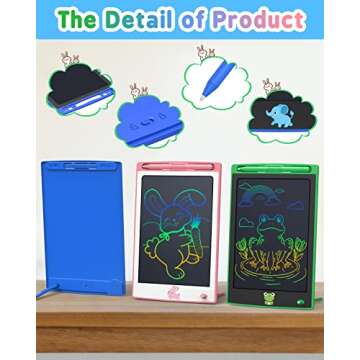 LCD Writing Tablet, 12 Inch Colorful Toddler Doodle Board Reusable Drawing Tablet, Educational and Learning Toy for 3 4 5 6 Years Old Boy and Girls, for Kids Toddlers