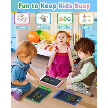 LCD Writing Tablet, 12 Inch Colorful Toddler Doodle Board Reusable Drawing Tablet, Educational and Learning Toy for 3 4 5 6 Years Old Boy and Girls, for Kids Toddlers