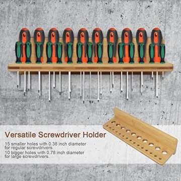 Wokyy Screwdriver Rack Wall Mounted, Wood Pliers Holder, Hammer Rack, Wooden Tool Storage Organizer ...
