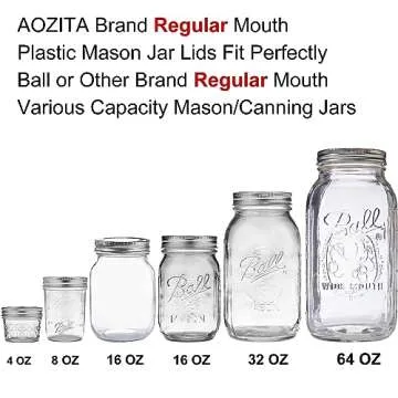 AOZITA 18 Pack Plastic REGULAR Mouth Mason Jar Lids for Ball, Kerr Regular Mouth Jars - Colored Plastic Storage Caps for Mason/Canning Jars, Leak Proof, Dishwasher Safe & Food Grade
