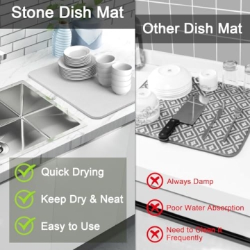 Stylish Diatomaceous Stone Dish Drying Mats for Kitchen