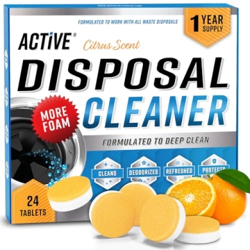 Garbage Disposal Cleaner Deodorizer Tablets - 24 Pack, New Powerful XL Foaming Tablet - Fresh Citrus...