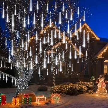 Kordain Christmas Lights Outdoor, Meteor Shower Lights Falling Star Lights 12 inch 8 Tubes 144 LED I...