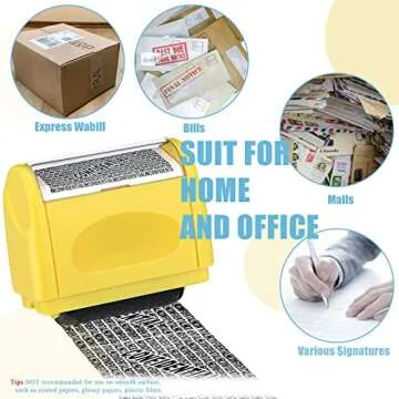 Nezyo 2 Pack Identity Protection Roller Stamp Identity Theft, Confidential, Privacy Roller Stamp Information Blocker and 4 Pack Refill Ink for ID Account Data Address Security(Yellow)