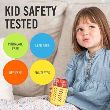 JumpinJars Toddler Cups/Kids Cups 4 Kids Mason Jar Cups with Straw (x8), 8x Lids, 4x Jackets, 2x Straw Cleaners! Kids Tumbler with Straw – 8oz Kid Drinking Glass