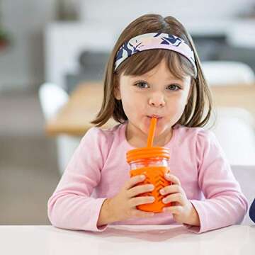 JumpinJars Toddler Cups/Kids Cups 4 Kids Mason Jar Cups with Straw (x8), 8x Lids, 4x Jackets, 2x Straw Cleaners! Kids Tumbler with Straw – 8oz Kid Drinking Glass