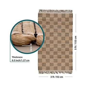 Stylish 3x5 Ft Handmade Jute Rug for Versatile Home Use