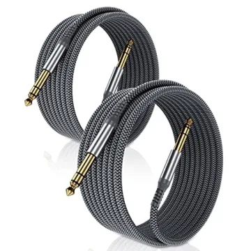Elebase 10ft 2Pack TRS Instrument Cable - Ideal for Guitar & Bass