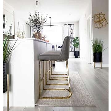 PHI VILLA Gold Bar Stools Set of 3 - Counter Stools for Kitchen Island, Counter Height Barstools Set of 3