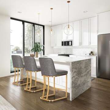 PHI VILLA Gold Bar Stools Set of 3 - Counter Stools for Kitchen Island, Counter Height Barstools Set of 3