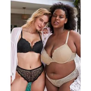 Wingslove Women's Push Up Bra Lace Comfort Padded Bra Add 1 Cup Brassiere Plunge Underwire Bra Lift Up Bras