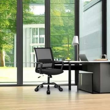 Home Office Chair Ergonomic Desk Chair Swivel Rolling Computer Chair Executive Lumbar Support Task Mesh Chair Adjustable Stool for Women Men (Black)