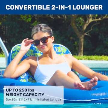 Aqua Campania Ultimate 2-in-1 Pool Float Lounge – Extra Large – Inflatable Pool Floats for Adult...