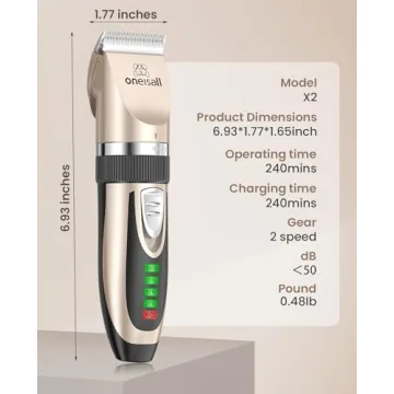 oneisall Ultra-Quiet Rechargeable Dog Clippers for Easy Grooming
