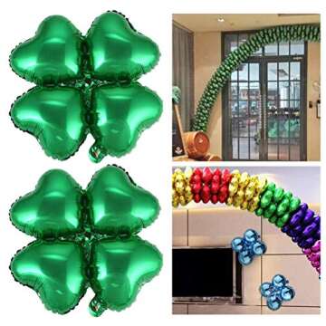 BinaryABC St.Patricks Day Shamrock Foil Balloons,St Patrick's Day Decorations,for Wedding Birthday F...