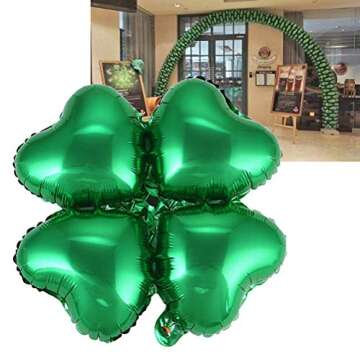 BinaryABC St.Patricks Day Shamrock Foil Balloons,St Patrick's Day Decorations,for Wedding Birthday Festival,10Pcs(Green)