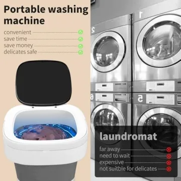 Portable Washing Machine, 16 L Mini Washer with 3 Modes Deep Cleaning for Underwear, Baby Clothes, Sock, Small Items, Foldable Travel Washer and Dryer Combo for Apartments, Camping, Travel, RV (Grey)