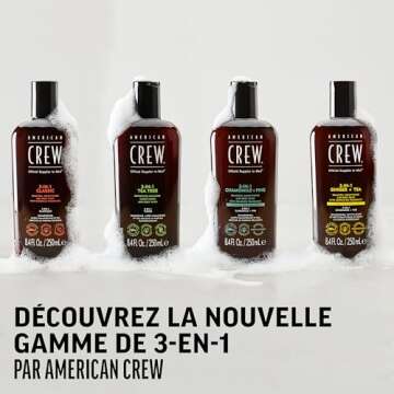American Crew Shampoo, Conditioner & Body Wash for Men, 3-in-1, 33.8 Fl Oz