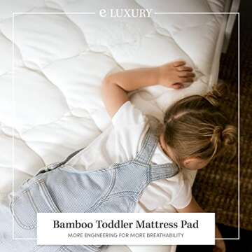 ExceptionalSheets Rayon from Bamboo Toddler Mattress Pad - Extra Plush Mattress Cover for Small Children's Beds