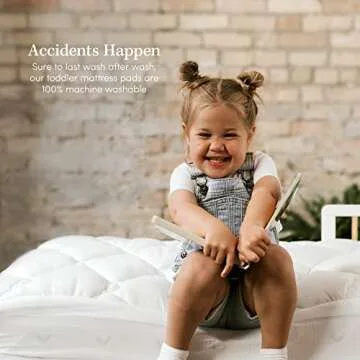 ExceptionalSheets Rayon from Bamboo Toddler Mattress Pad - Extra Plush Mattress Cover for Small Children's Beds