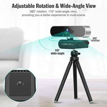 Hiievpu 1080p Webcam with Noise Reduction and Wide Angle