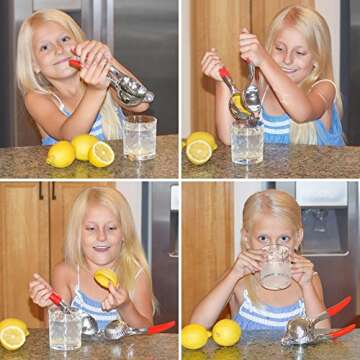 Aprika Zester Peeler and Lemon Spritzer Manual Juicer Citrus Press, Extra Large, Silicone Handles, Heavy Duty