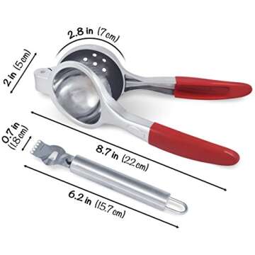 Aprika Zester Peeler and Lemon Spritzer Manual Juicer Citrus Press, Extra Large, Silicone Handles, Heavy Duty