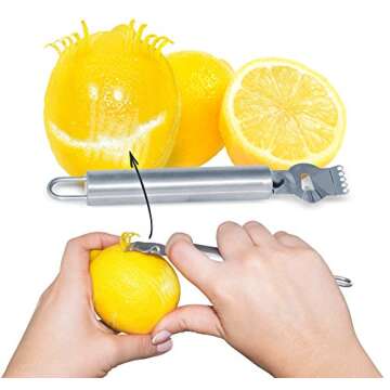 Aprika Zester Peeler and Lemon Spritzer Manual Juicer Citrus Press, Extra Large, Silicone Handles, Heavy Duty