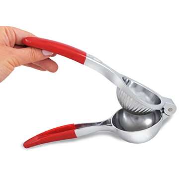 Aprika Zester Peeler and Lemon Spritzer Manual Juicer Citrus Press, Extra Large, Silicone Handles, Heavy Duty