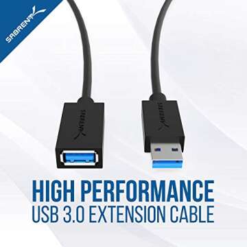 Sabrent 4-Port USB 3.0 Hub with Extension Cable - Add Ports Fast